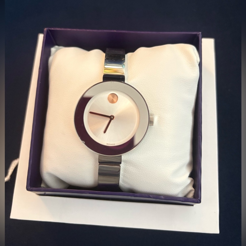Movado Silver and White Women's Watch